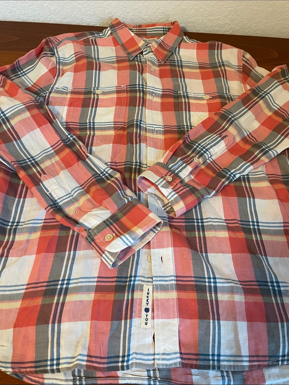 Lucky Brand Men’s Large Classic Cotton Plaid Shirt